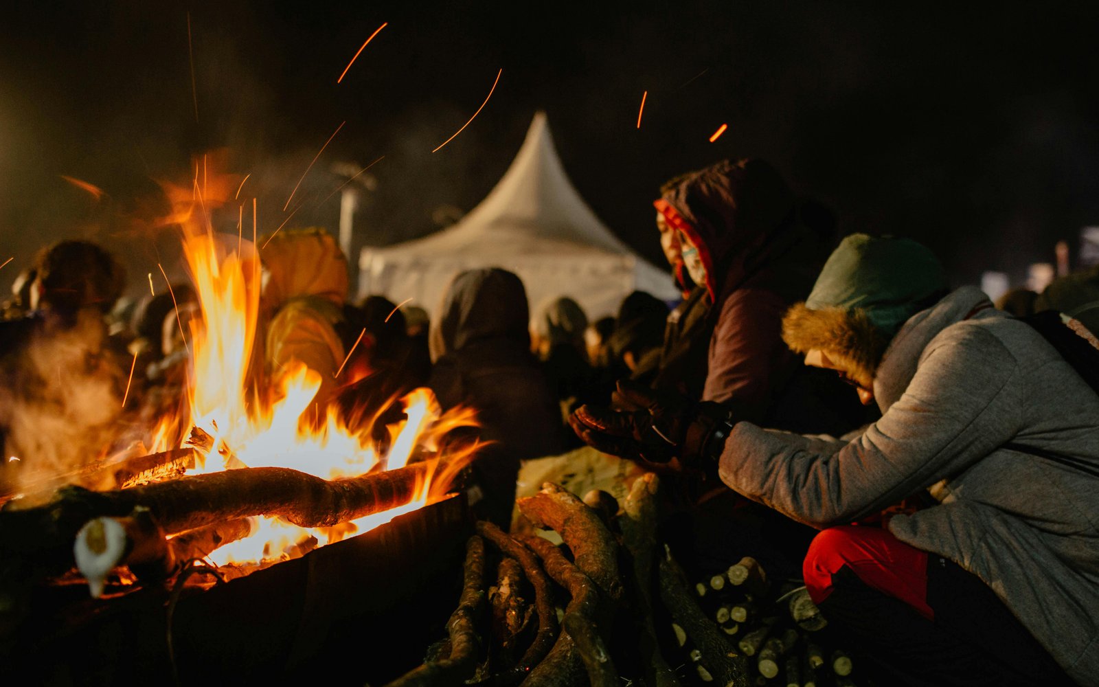 Outdoor bonfire evening gathering Cheshire